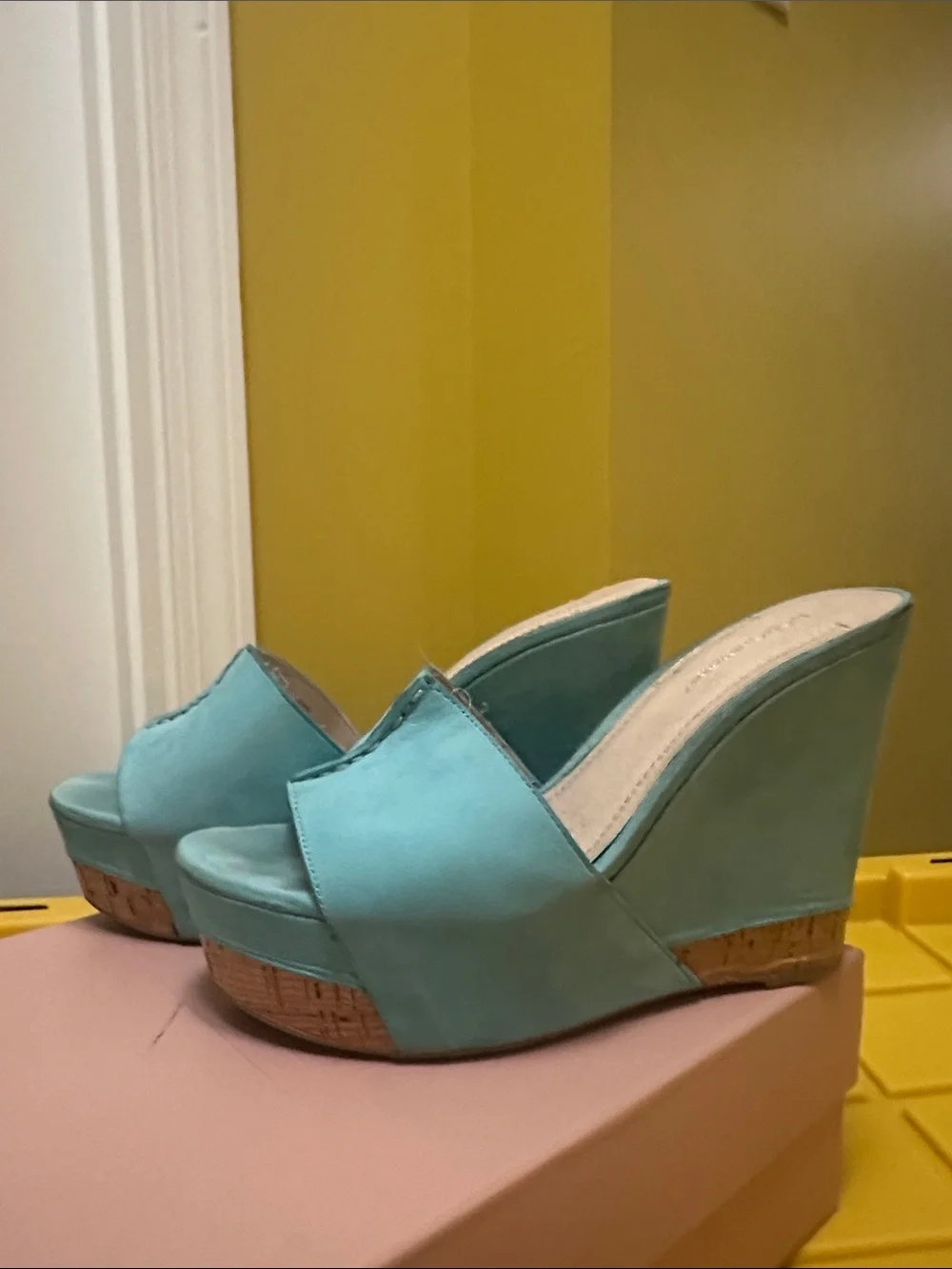 Bcbgeneration Shoes Women’s Turquoise Wedge Slide Sandals - Open Toe Platform